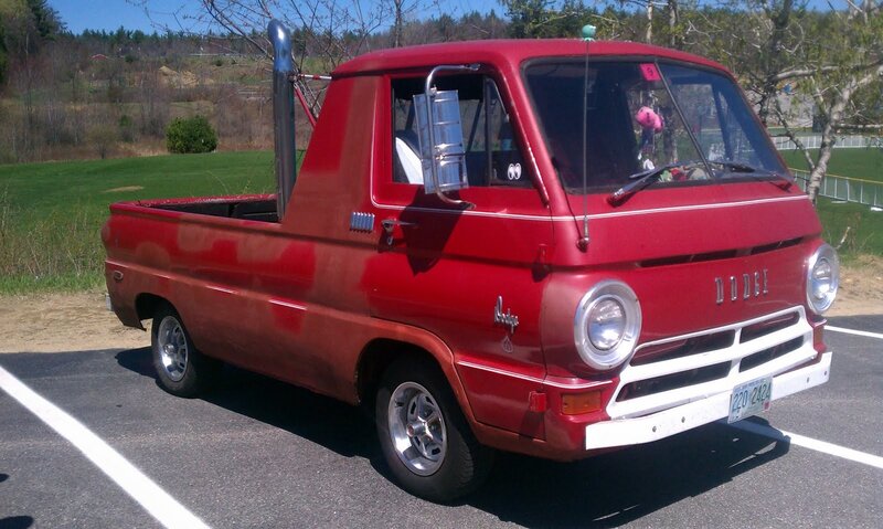 Red vintage Dodge pickup truck