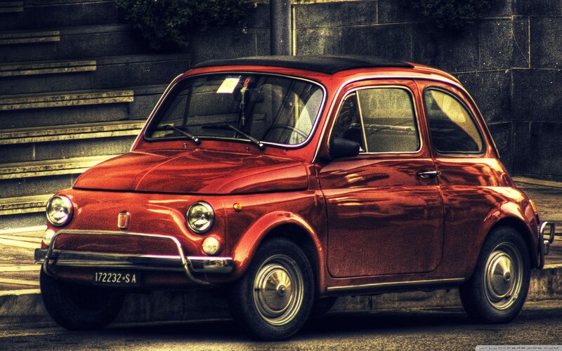 Red vintage Fiat car