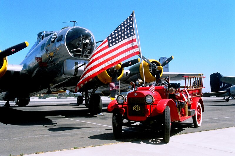 Red Vintage Fire Truck — Patriotic
