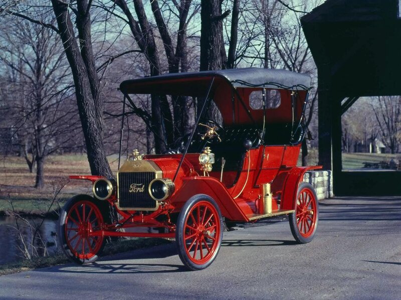 Red vintage Ford car