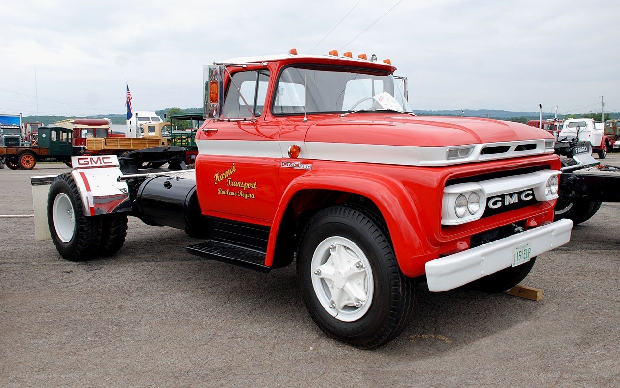 Red vintage GMC truck