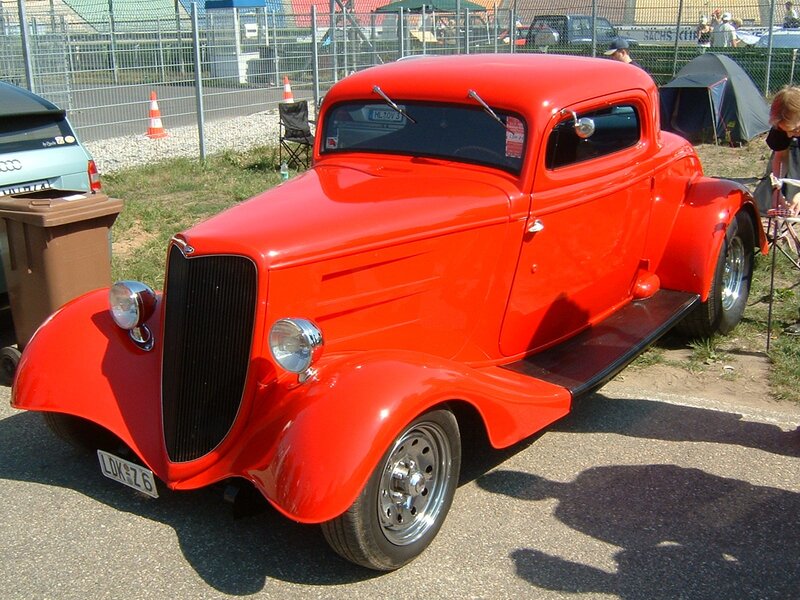 Red vintage hot rod car