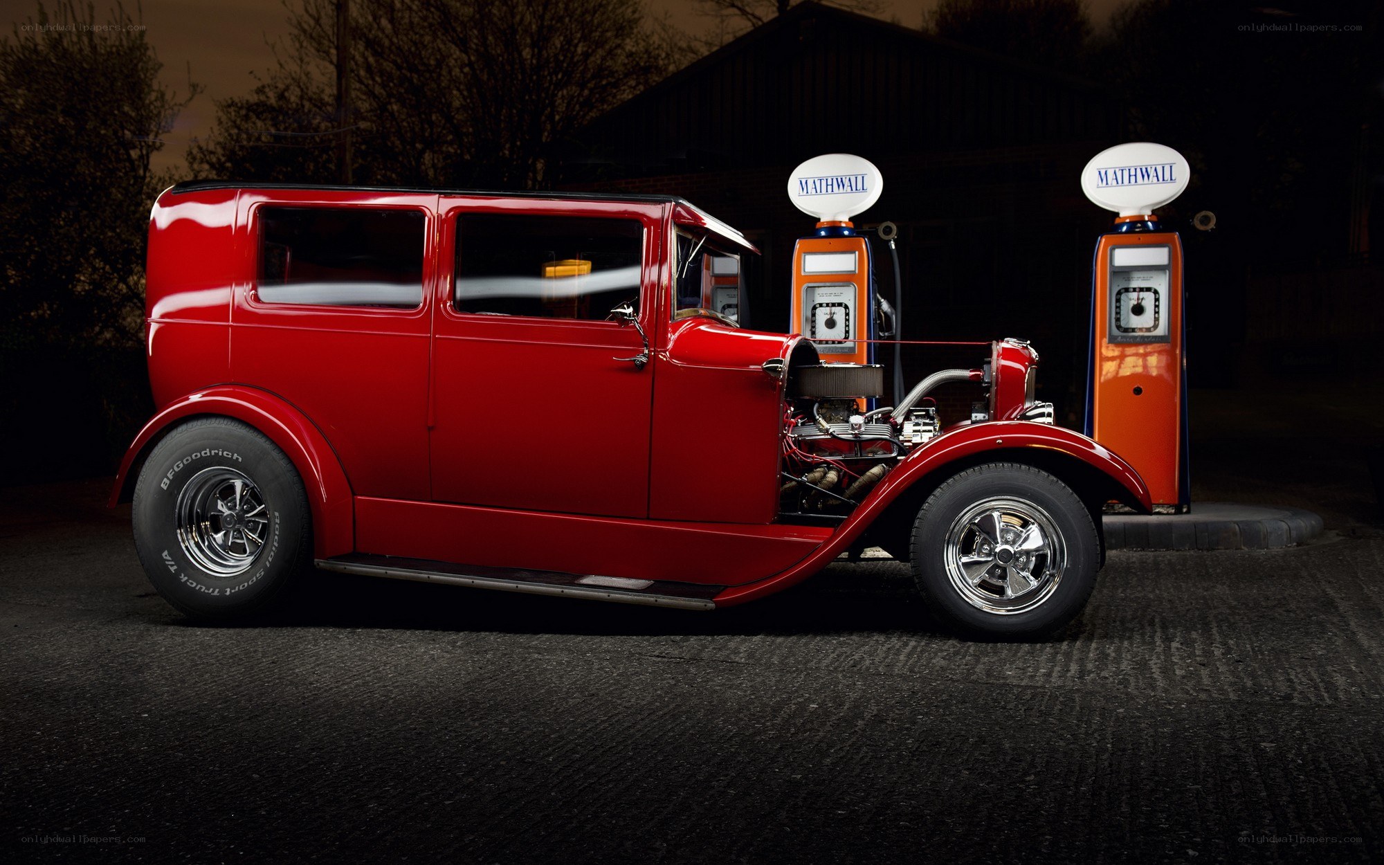Red vintage hot rod car