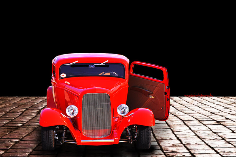 Red Vintage Hot Rod — Dramatic