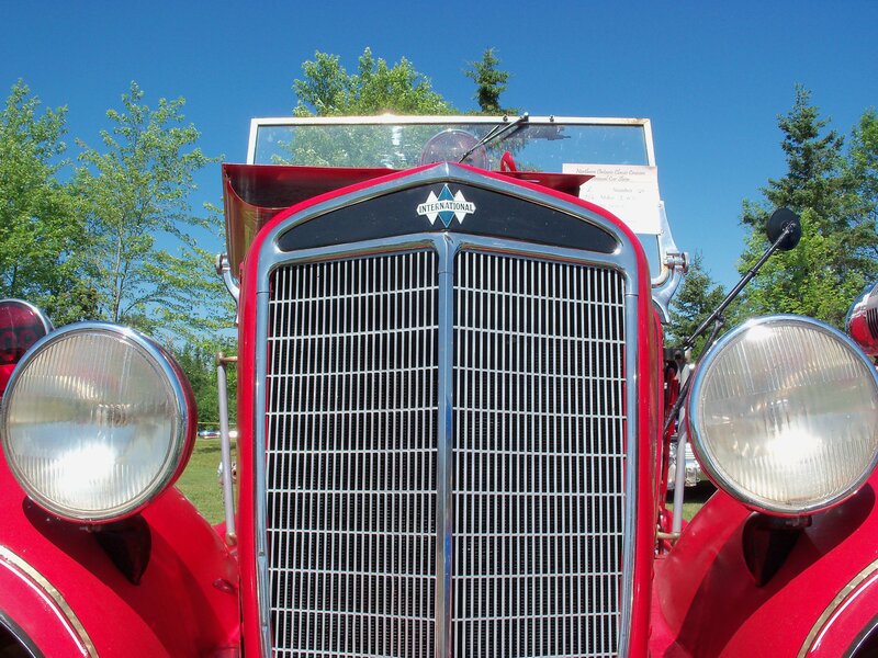 Red vintage International truck