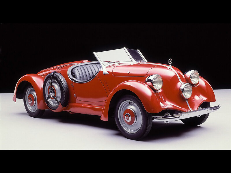 Red vintage Mercedes-Benz roadster