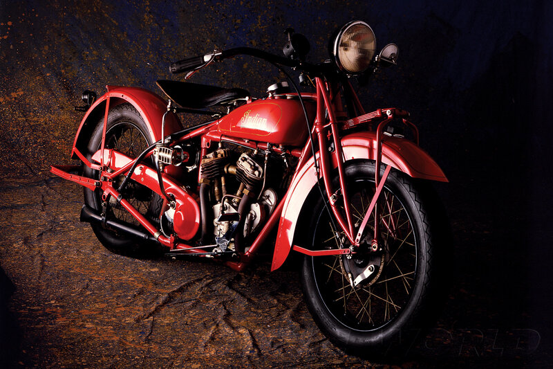 Red Vintage Motorcycle — Dramatic