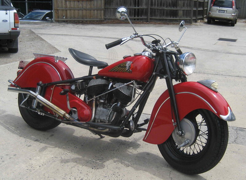 Red Vintage Motorcycle — Neutral, Afternoon