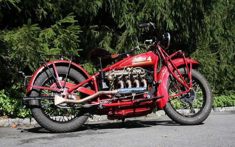 Red Vintage Motorcycle — Serene, Afternoon