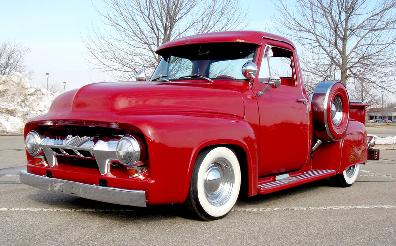 Red Vintage Pickup Truck — Calm, Winter