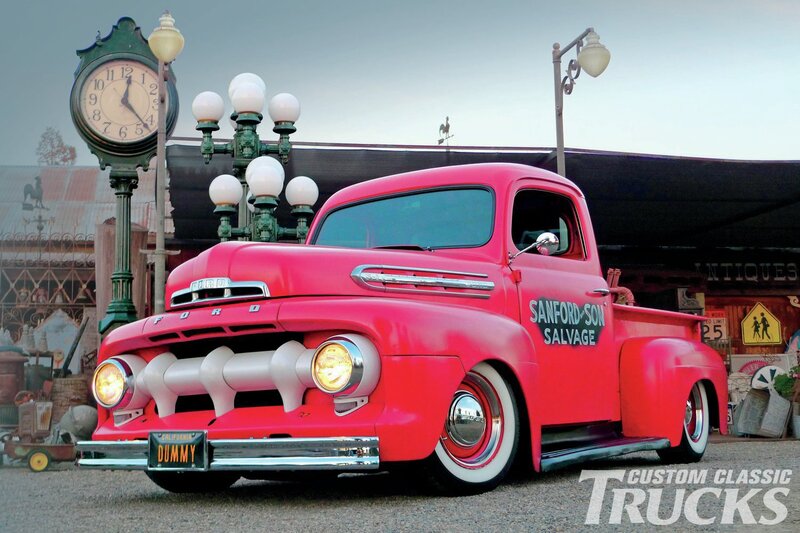 Red Vintage Pickup Truck — Dramatic, Sunset, Photograph