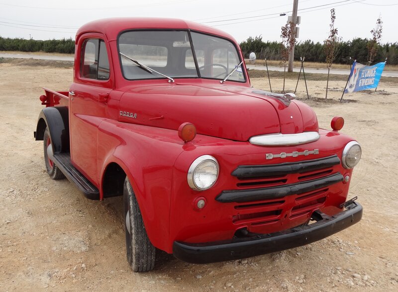 Red Vintage Pickup Truck — Neutral, Afternoon, Photograph