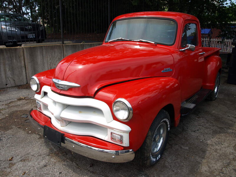 Red Vintage Pickup Truck — Neutral, Afternoon
