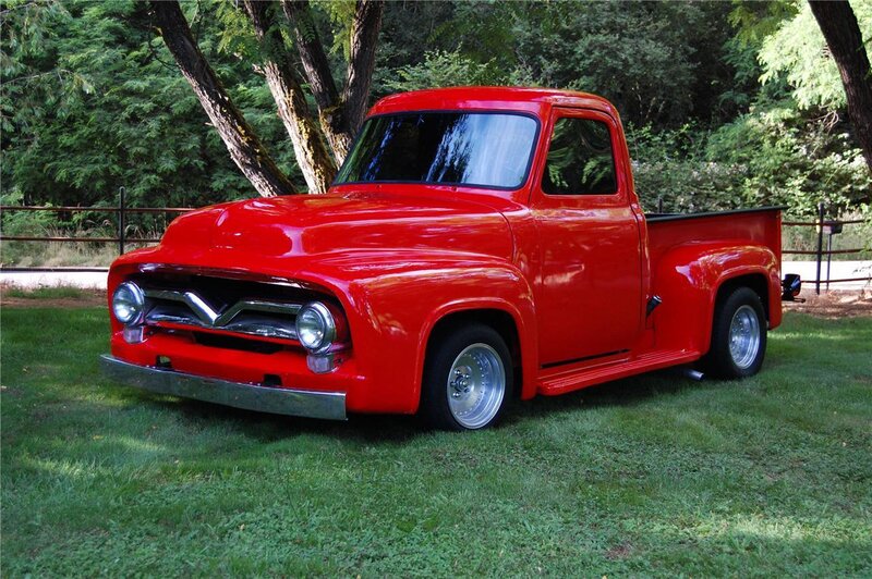 Red Vintage Pickup Truck — Serene, Afternoon, Photograph