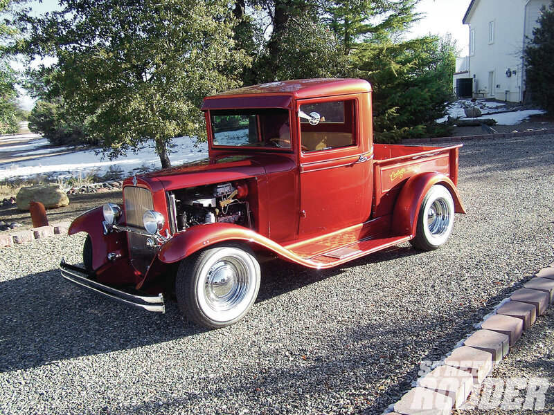 Red Vintage Pickup Truck — Serene, Winter