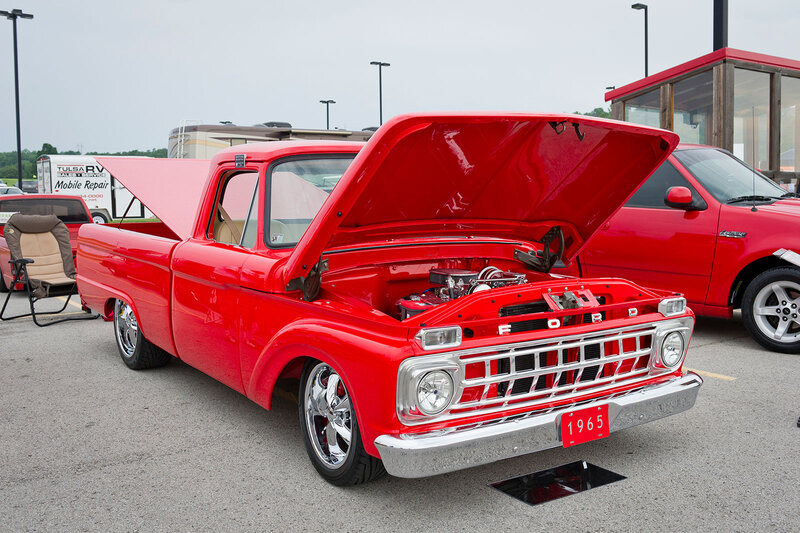 Red Vintage Pickup Truck — Showcase, Afternoon, Photograph