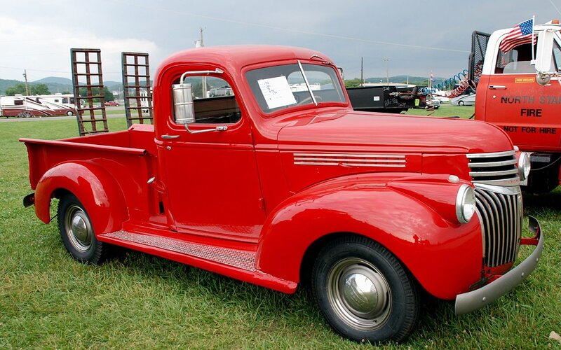 Red vintage pickup truck