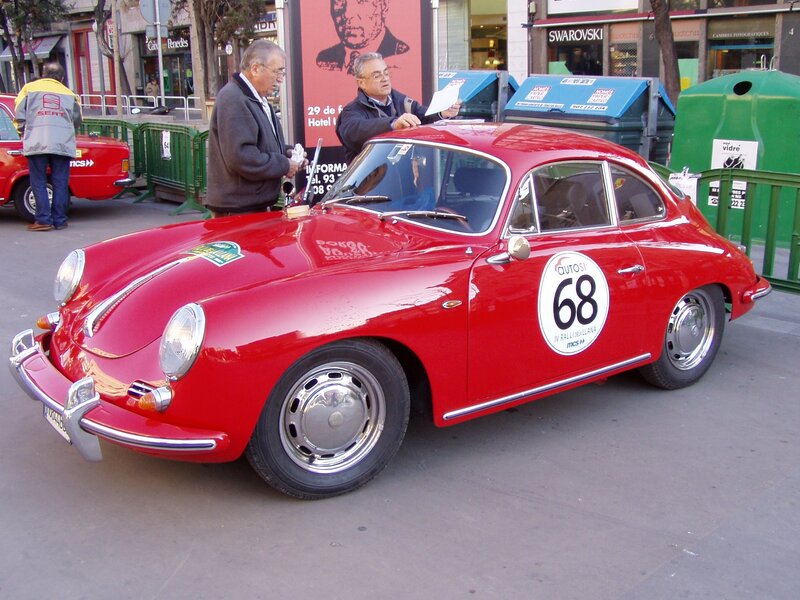 Red vintage Porsche at a car show