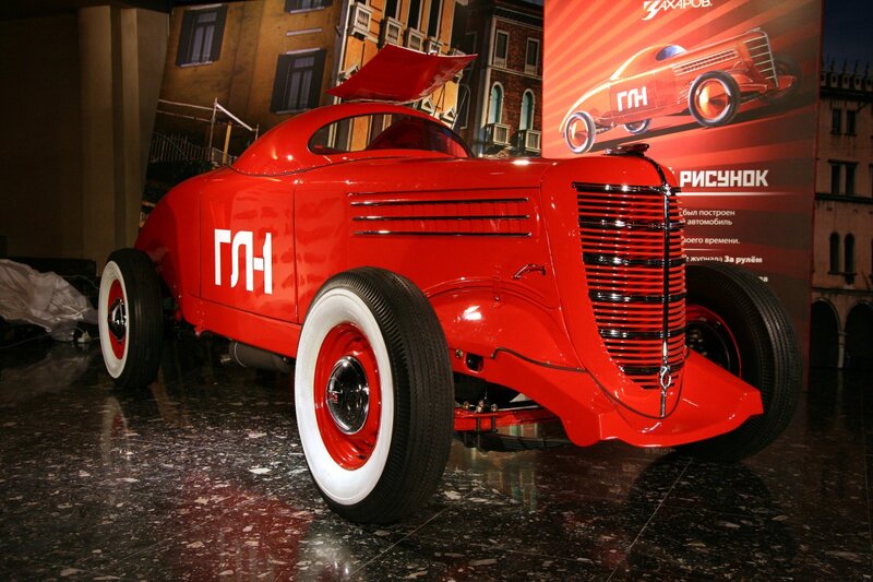 Red Vintage Race Car — Dramatic, Photograph, Poster