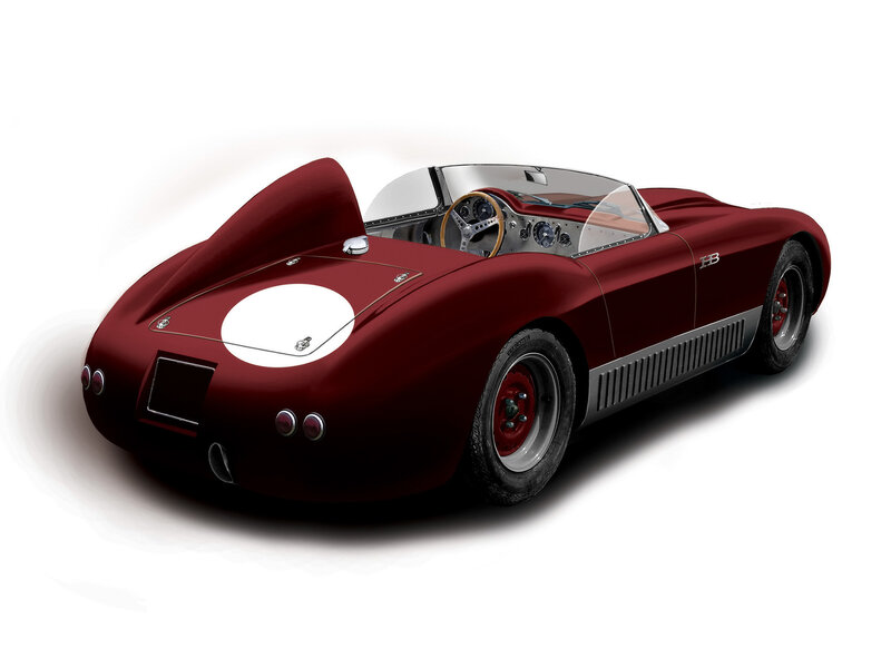 Red Vintage Race Car — Maroon