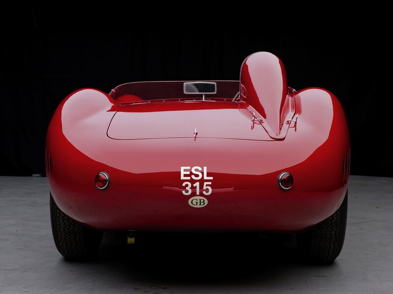 Red vintage race car rear view