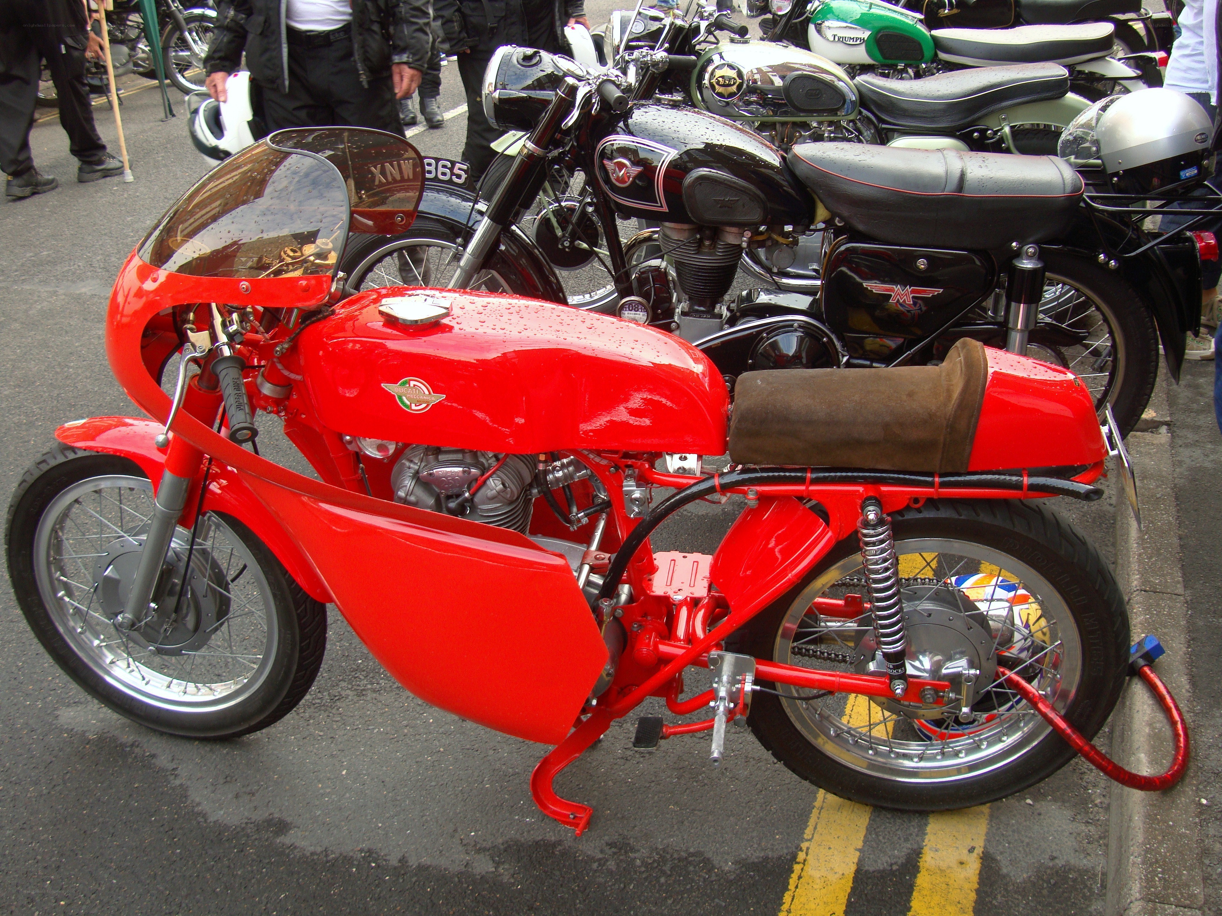 Red vintage racing motorcycle