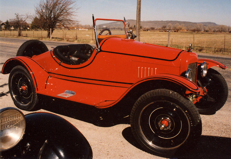 Red vintage roadster car