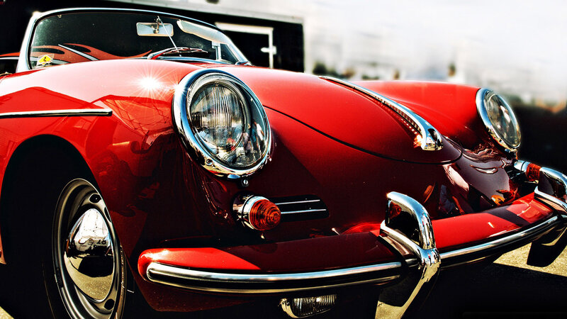 Red Vintage Sports Car — Dramatic, Afternoon