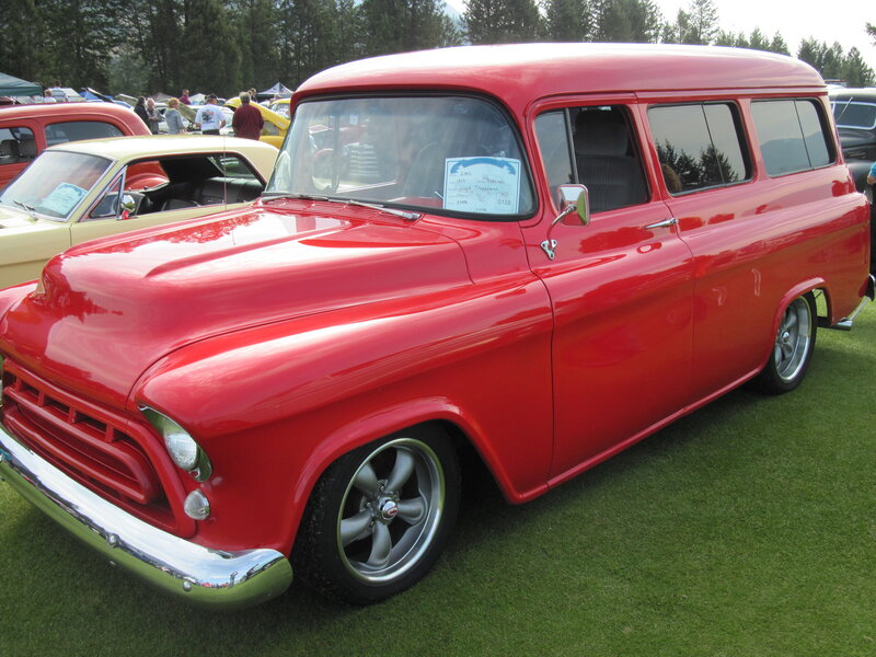 Red Vintage Station Wagon — Calm, Afternoon
