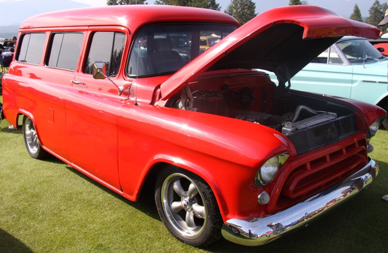 Red Vintage Station Wagon — Outdoor, Afternoon