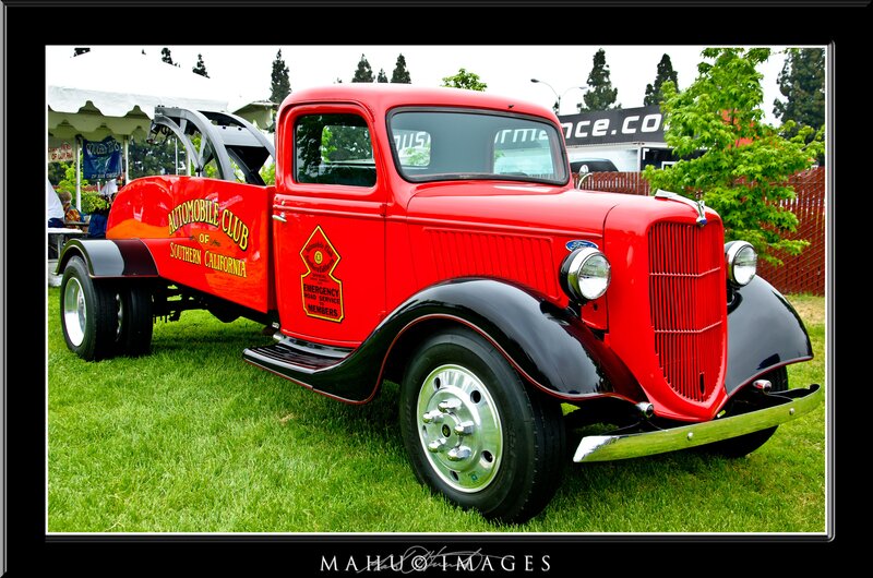 Red vintage tow truck