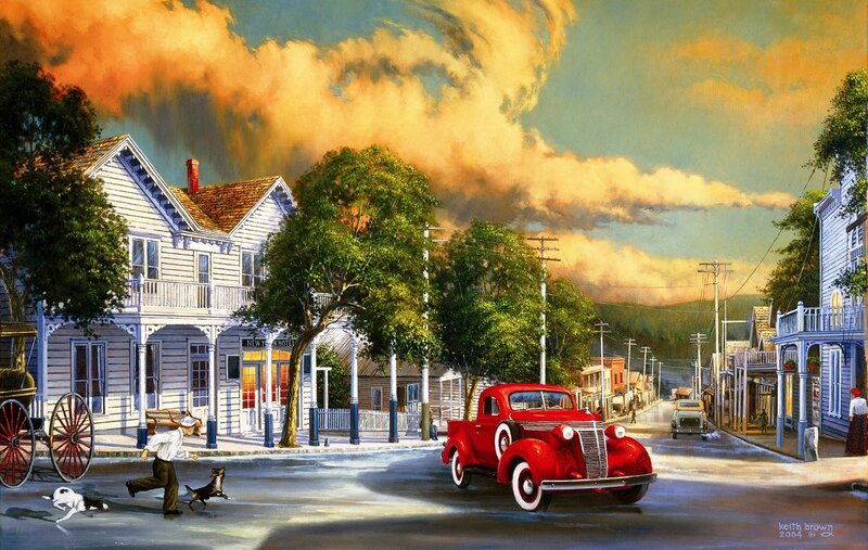 Red Vintage Truck on Street
