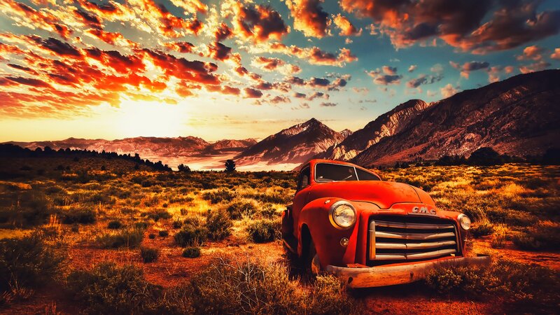 Red Vintage Truck — Orange