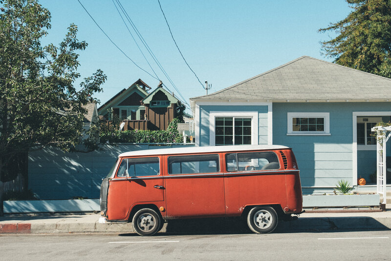 Red Vintage Van — Serene, Afternoon