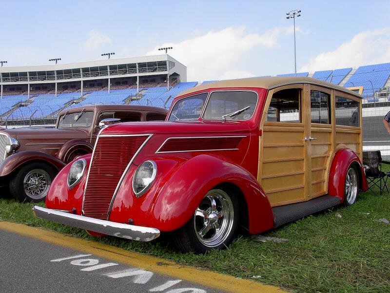 Red Vintage Woodie Car