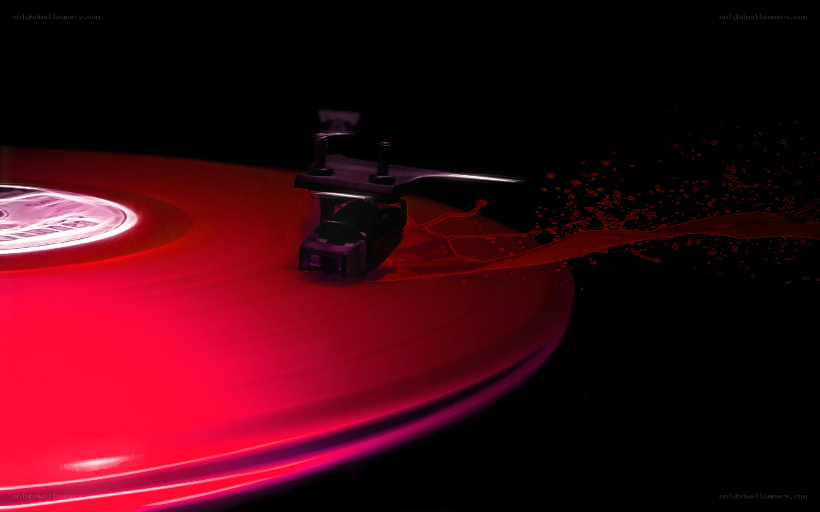 Red vinyl record spinning