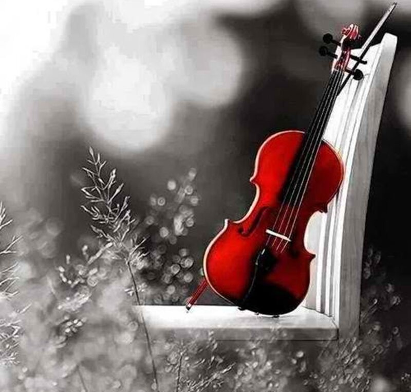 Red Violin on Chair