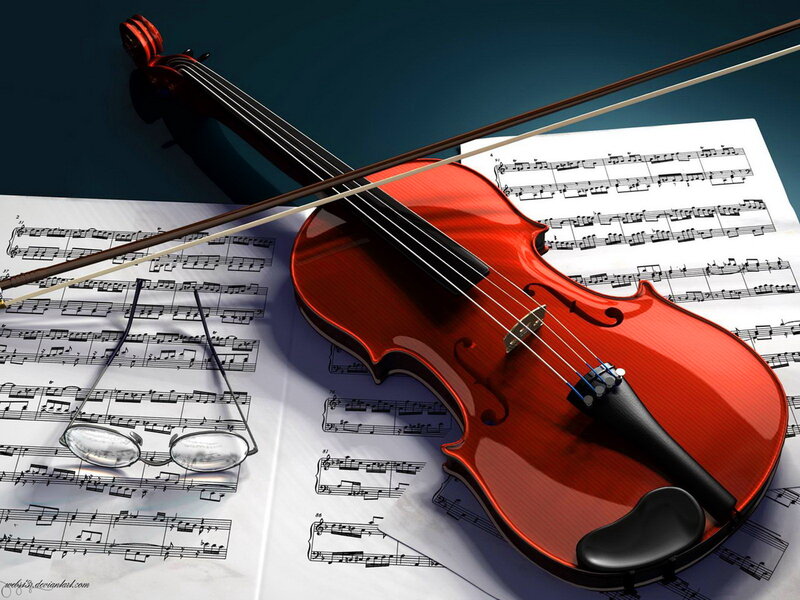 Red Violin on Sheet Music