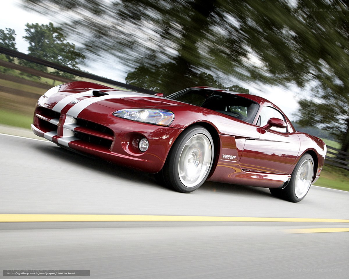 Red Viper sports car in motion