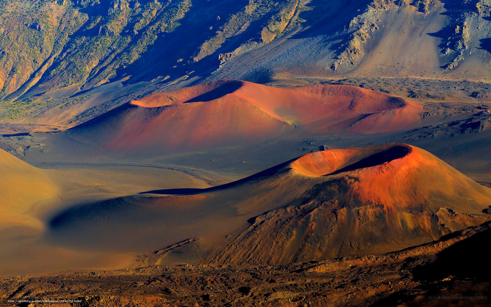 Red volcanic cones in desert
