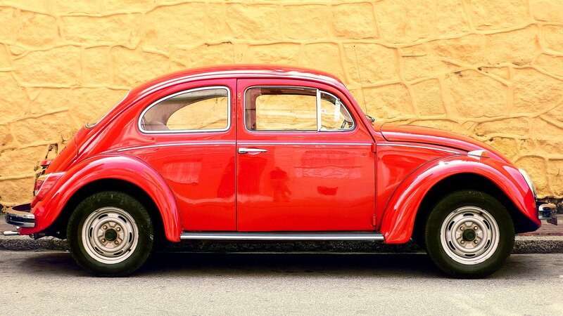 Red Volkswagen Beetle — Calm, Afternoon, Photograph, Car