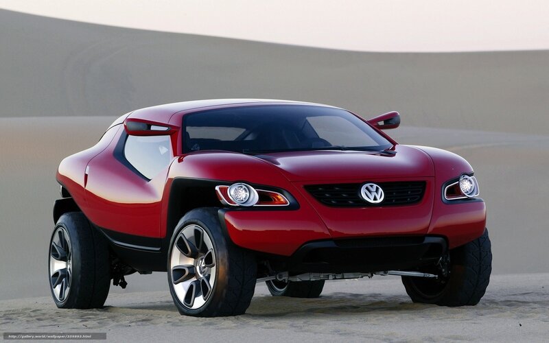 Red Volkswagen Concept Car — Dramatic, Sunset, Photograph