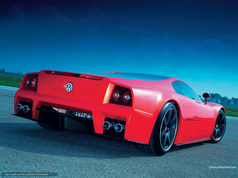 Red Volkswagen Concept Car — Dramatic, Sunset