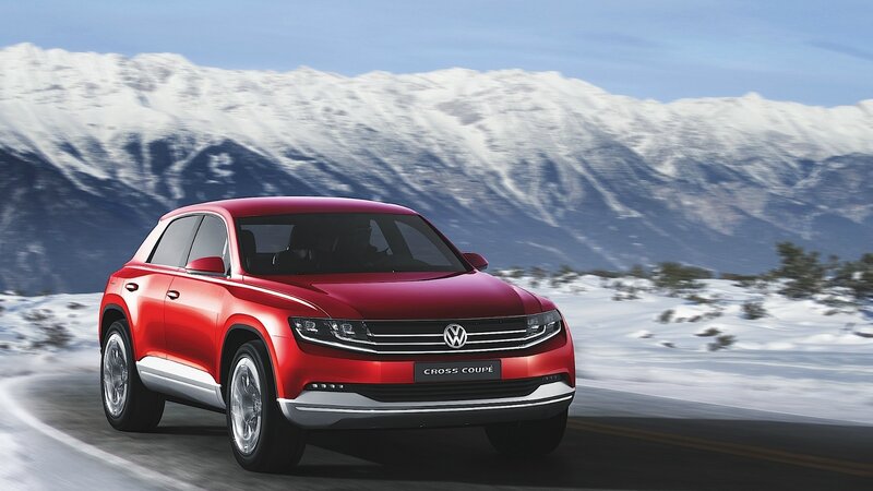 Red Volkswagen Cross Coupe — Dynamic, Winter, 3d Render