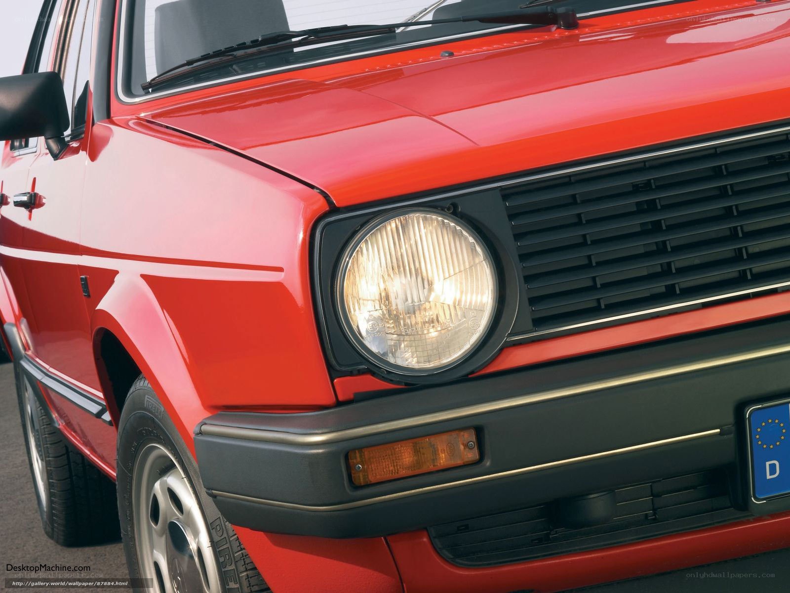 Red Volkswagen Golf front view