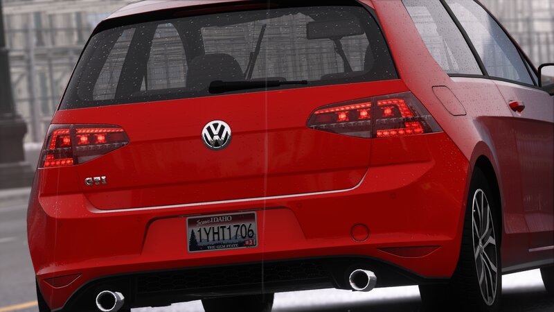 Red Volkswagen Golf Gti — Wet