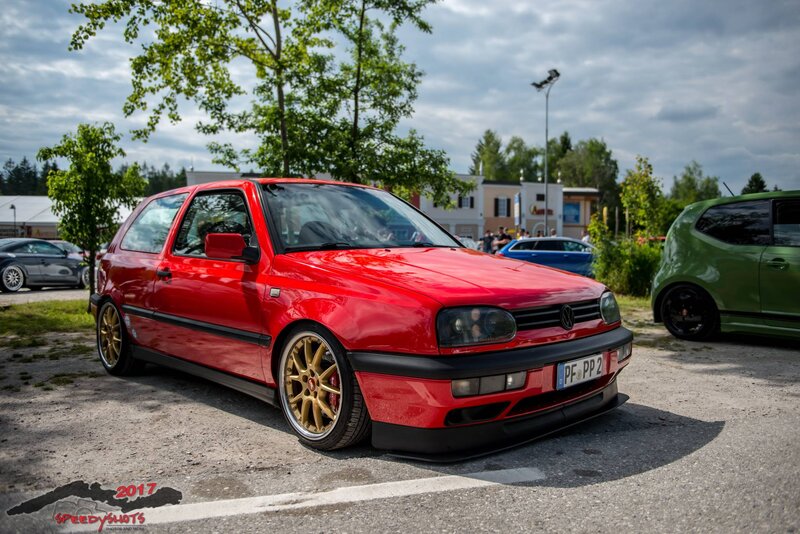 Red Volkswagen Golf — Outdoor, Afternoon, Photograph