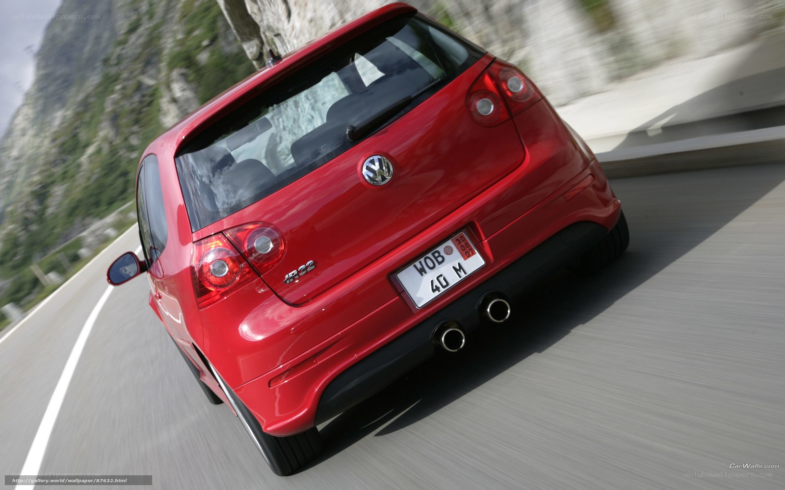 red volkswagen golf r32 driving