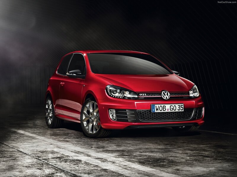 Red Volkswagen GTI car
