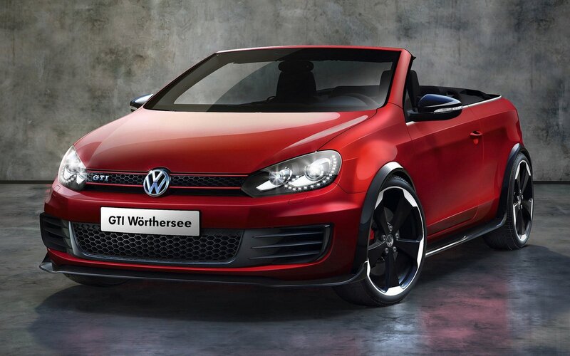 Red Volkswagen Gti Convertible — Dramatic, Photograph